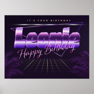 Leonie Namn Vorname lila retro Poster Geburtstag