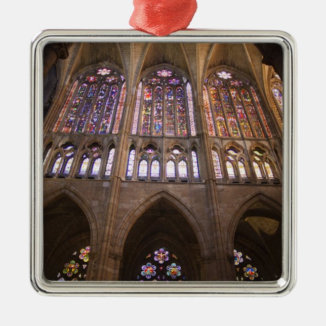 Leons katedral, invändiga glasmålningar julgransprydnad metall (Framsidan)