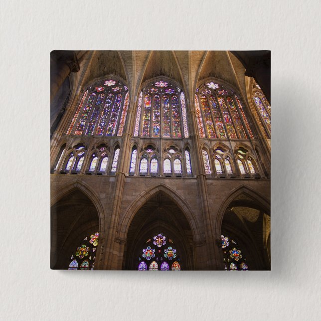 Leons katedral, invändiga glasmålningar knapp (Framsida)