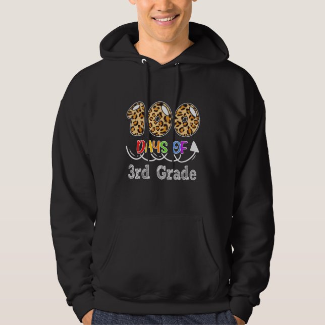Leopard 100 dagar för barn från tredje Klass Hoodie (Framsida)