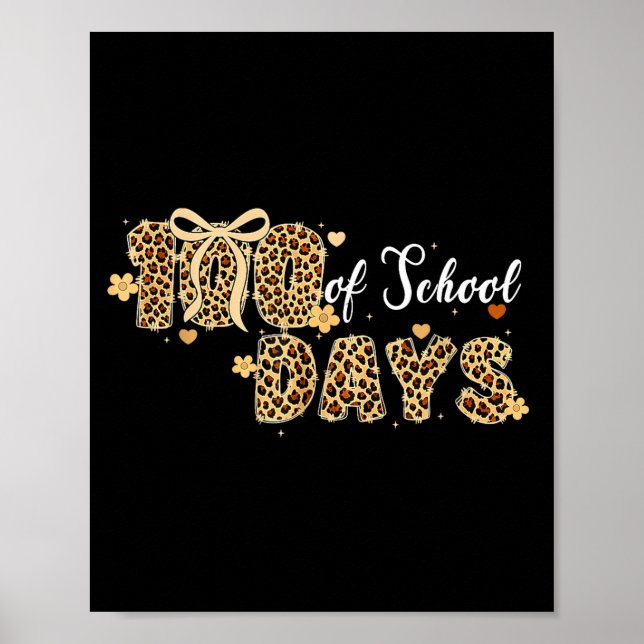 Leopard 100 dagar på skolan roliga barn lärare tje poster (Framsidan)