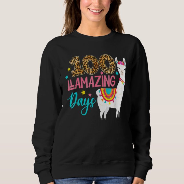 Leopard 100 Llamazing Days Llama Teacher 100th Day T Shirt (Framsida)