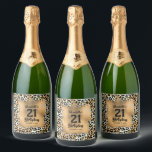 Leopard 21:a födelsedag Personlig<br><div class="desc">Gör en egen personlig mousserande vin flaska-etiketter med texten på en guld faux foil-kvadrat över en snyggt leopard print mönster. MATCHING-objekt i vår butik.</div>