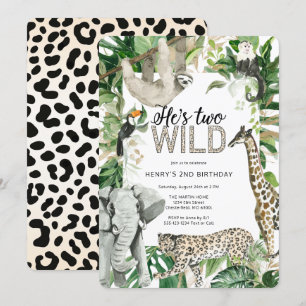 Leopard 2 Vild Safari Birthday Inbjudningar