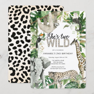 Leopard 2 Vild Safari Birthday Inbjudningar
