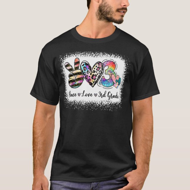 Leopard 3:e Klass, bleached Tie Dye Peace Kärlek T Shirt (Framsida)