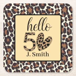 Leopard 50:e födelsedagen underlägg papper kvadrat