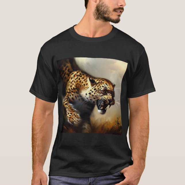 Leopard (8) Vild katt T Shirt (Framsida)