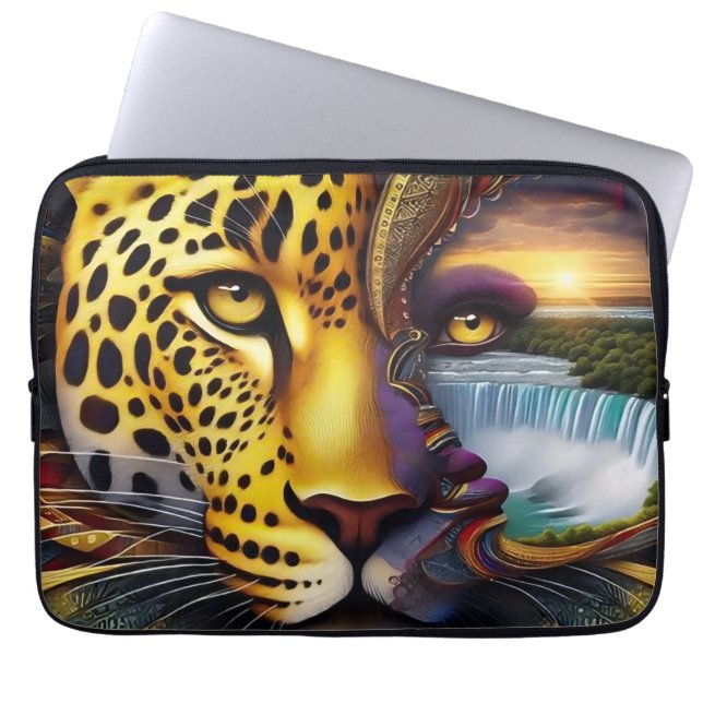 Leopard Abstrakt Konst Laptop Fodral (Framsidan)