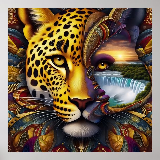Leopard Abstrakt Konst Poster (Framsidan)
