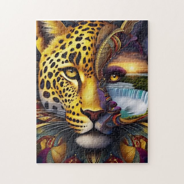 Leopard Abstrakt Konst Pussel (Vertikal)