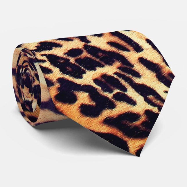 Leopard Abstrakt Tryck Tendy Slipsklöver Slips (Rullad)