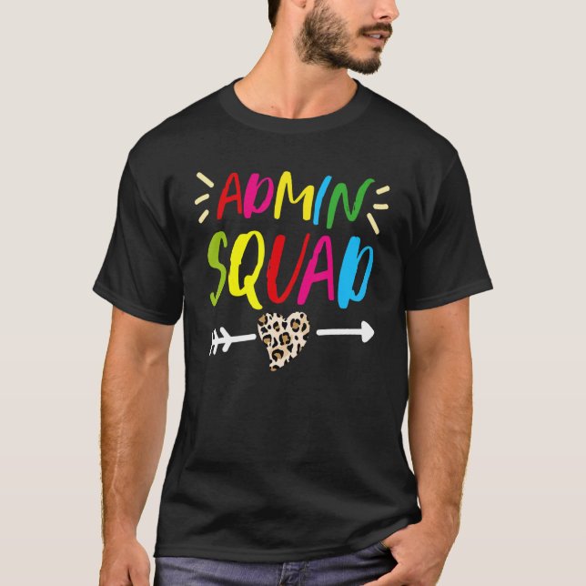 Leopard Admin Squad School Admin Assistant Adminis T Shirt (Framsida)