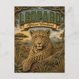 Leopard African Woodland POPCUT Vykort
