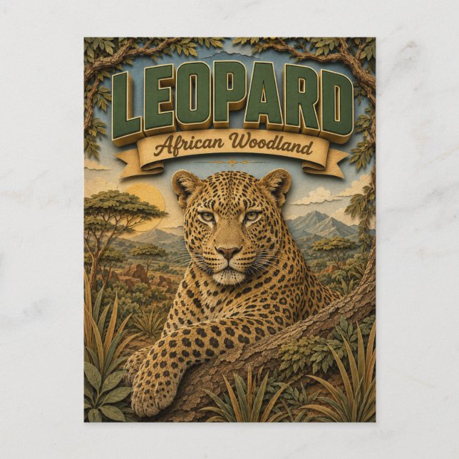 Leopard African Woodland POPCUT Vykort (Framsida)