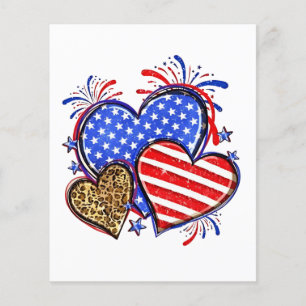 Leopard American Flagga Heart 4:e juli USA Flygblad