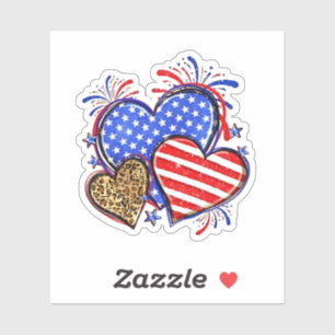 Leopard American Flagga Heart 4:e juli USA Klistermärken
