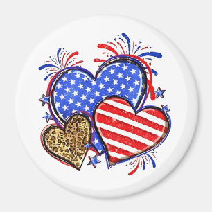Leopard American Flagga Heart 4:e juli USA Magnet