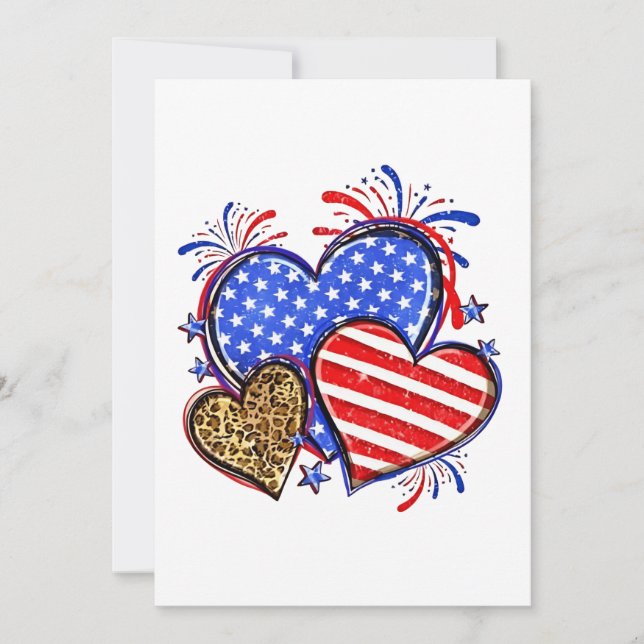 Leopard American Flagga Heart 4:e juli USA Meddelande (Framsida)
