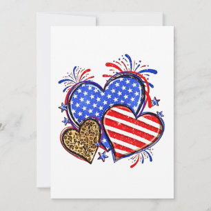 Leopard American Flagga Heart 4:e juli USA Meddelande