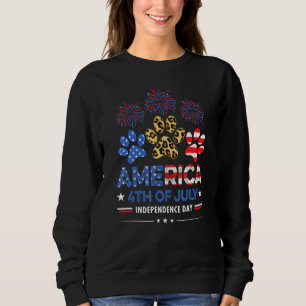 Leopard American Flagga Hearts Cute 4:e juli-Hund T Shirt