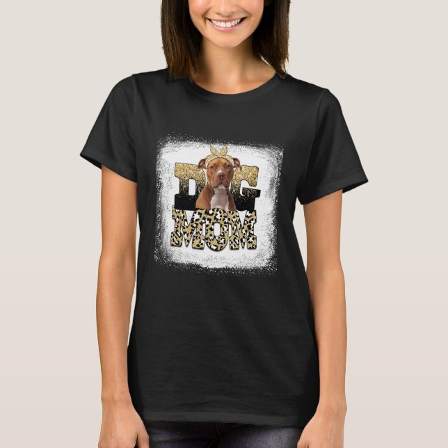 Leopard American Stafford Terrier Mamma Mor" T Shirt (Framsida)