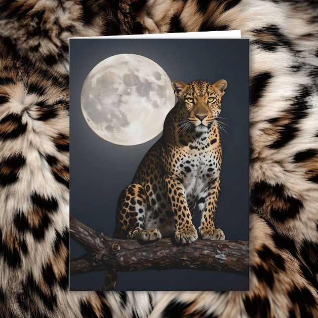 Leopard and Full Moon | Happy Birthday Husband Kort (Skapare uppladdad)
