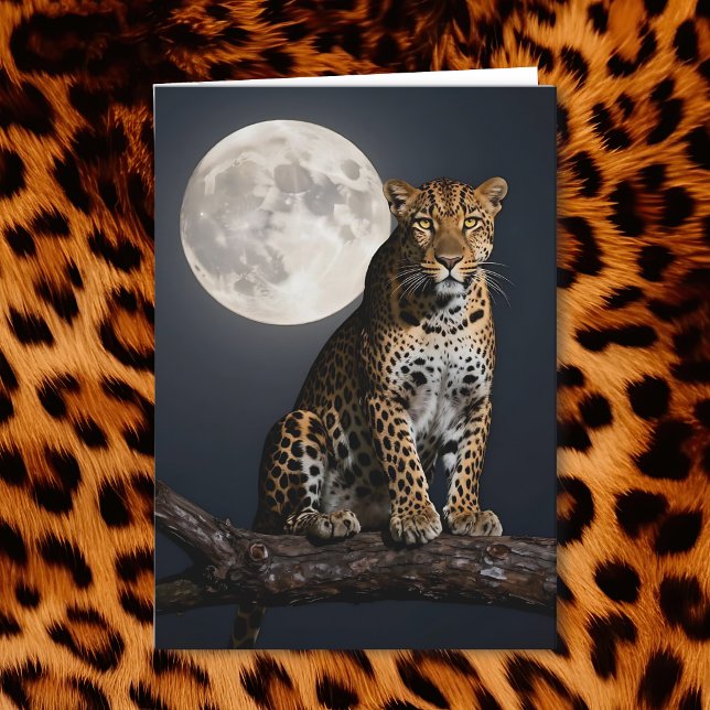 Leopard and Full Moon | Happy Birthday Kort (Skapare uppladdad)