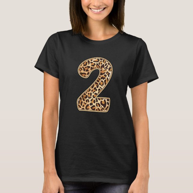 Leopard Andra 2:a Födelsedagsparty Två 2 År Gammal T Shirt (Framsida)