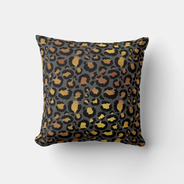 Leopard Animal Black Honung Guld Graphite African Kudde (Framsida)