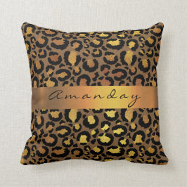 Leopard Animal Black Lux Guld Rand Namn Afrika Kudde