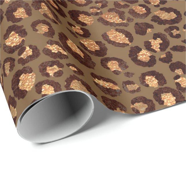 Leopard Animal Bronze Guld Black honey Lux Presentpapper (Rullad Hörn)