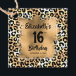 Leopard Animal Print 16th Birthday Personlig Gåvor Etiketter<br><div class="desc">Partiets märkre eller presenter som har en guld-faux-folie framför en snyggt leopard print mönster har ert personliga tack till er på baksidan. All text och typsnitt kan ändras till valfri händelse. MYCKET STILAR att välja mellan i vår butik.</div>