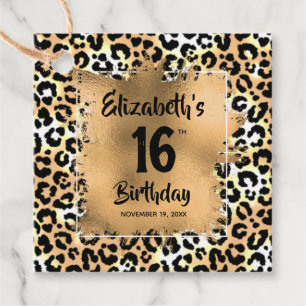 Leopard Animal Print 16th Birthday Personlig Gåvor Etiketter
