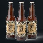 Leopard Animal Print 21:a födelsedagen Ölflaska Etikett<br><div class="desc">Gör en egen personlig flaska-etikett med texten på en guld-faux-folie över en snyggt leopard print mönster. All text och typsnitt kan ändras till valfri händelse. MÄRKNING GJORD åt dig och MATCHING-artiklar i vår butik.</div>