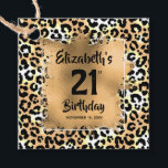 Leopard Animal Print 21st Birthday Personlig Gåvor Etiketter<br><div class="desc">Partiets märkre eller presenter som har en guld-faux-folie framför en snyggt leopard print mönster har ert personliga tack till er på baksidan. All text och typsnitt kan ändras till valfri händelse. MYCKET STILAR att välja mellan i vår butik.</div>