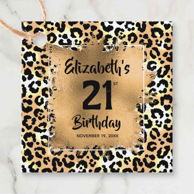 Leopard Animal Print 21st Birthday Personlig Gåvor Etiketter (Framsida)