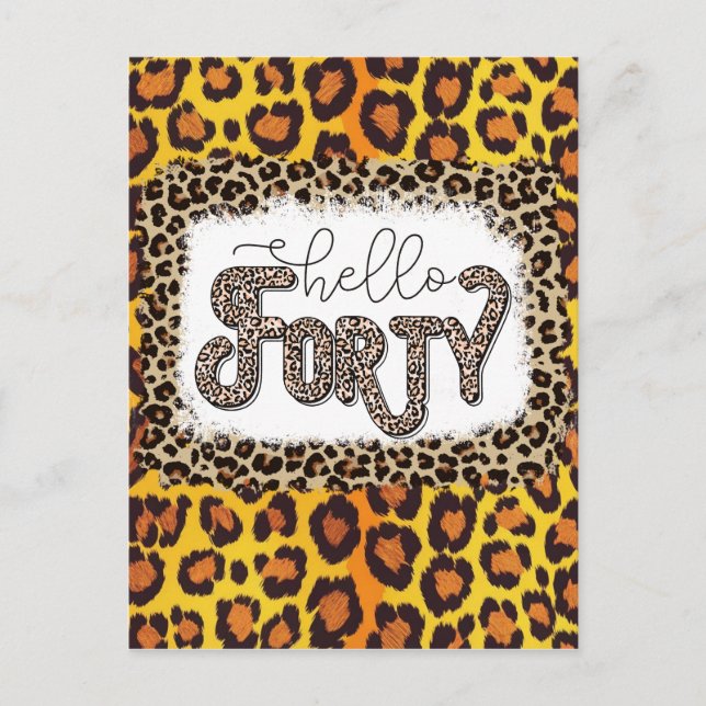 Leopard Animal Print 40th Birthday Card Snyggt Vykort (Framsida)