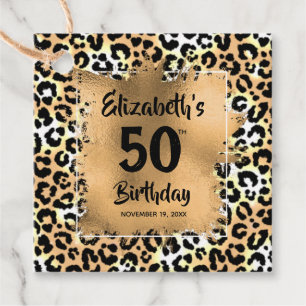 Leopard Animal Print 50:e födelsedagsdagen Personl Gåvor Etiketter