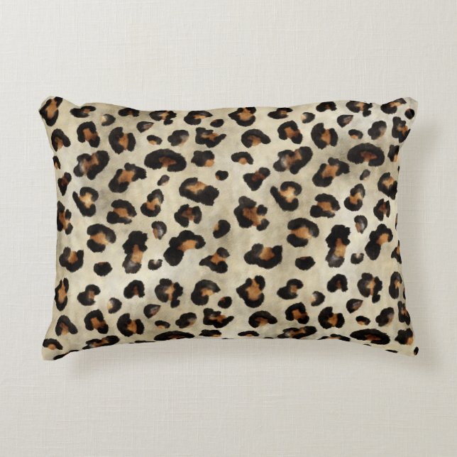 Leopard Animal Print Artistic Big Cat Fur Texture Prydnadskudde (Framsidan)