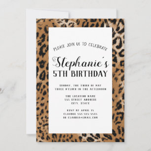 Leopard Animal Print Barns födelsedag Party Inbjudningar
