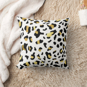 Leopard Animal Print Black och Guld Dekorativ kudd Kudde