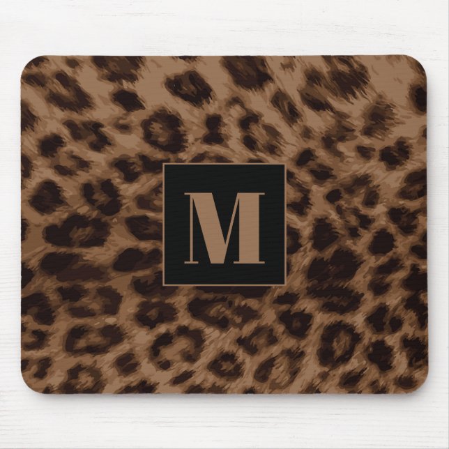 Leopard Animal Print Brown Black Chic Monogram Musmatta (Framsidan)