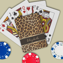 Leopard Animal Print Brown & Guld Rand Glamor Casinokort