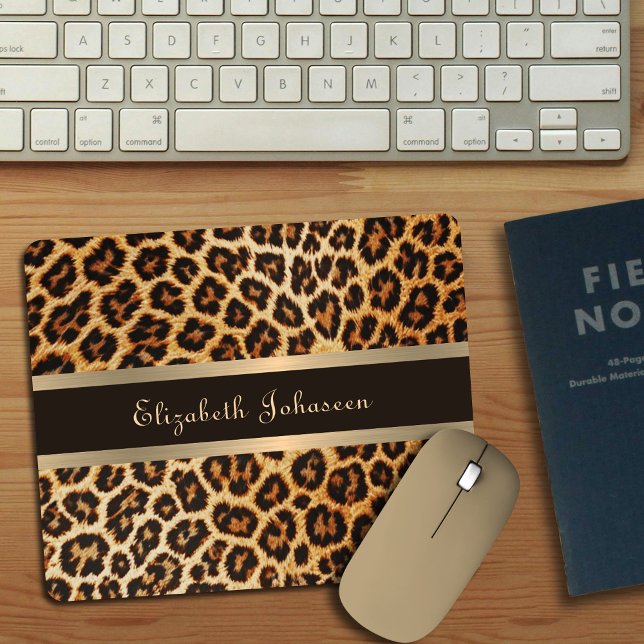 Leopard Animal Print Brown & Guld Rand Glamor Musmatta (Skapare uppladdad)