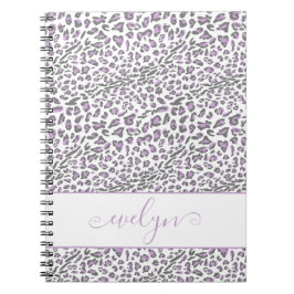 Leopard Animal Print Cream Lilac Grått Personlig Anteckningsbok