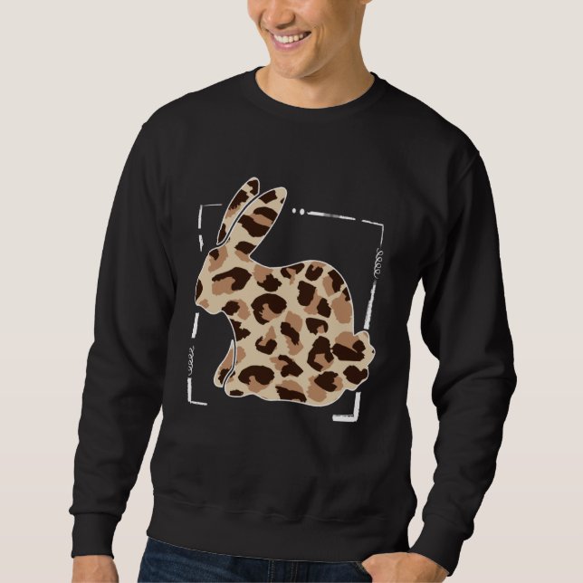 Leopard Animal Print Easter Hunting Season Outfit  Lång Ärmad Tröja (Framsida)