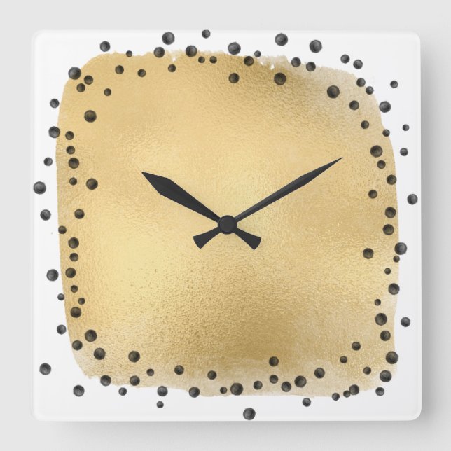 LEOPARD ANIMAL PRINT GULD BLACK SQUARE WALL CLOCK FYRKANTIG KLOCKA (Framsida)