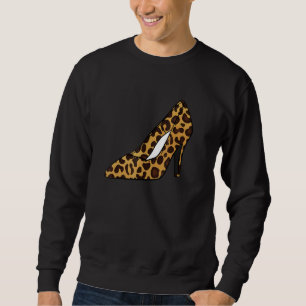 Leopard Animal Print Högklackars Women Stiletto Lång Ärmad Tröja