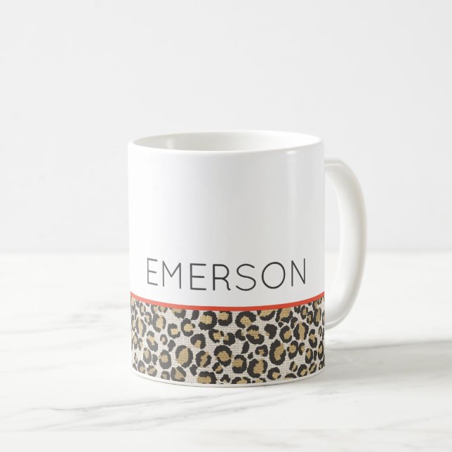 Leopard Animal Print Neutralt Chic NAMN Kaffemugg (Framsida höger)